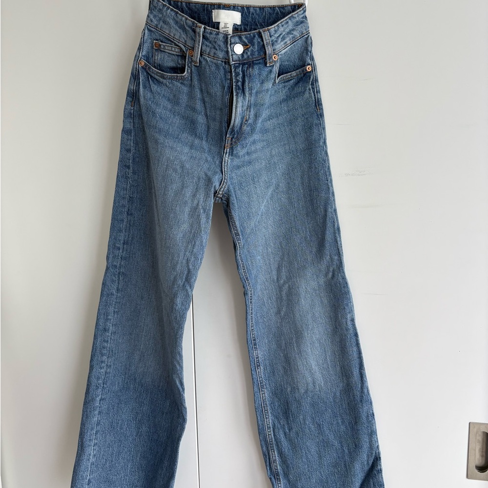 H&M Blue Flare Wide Leg Jeans